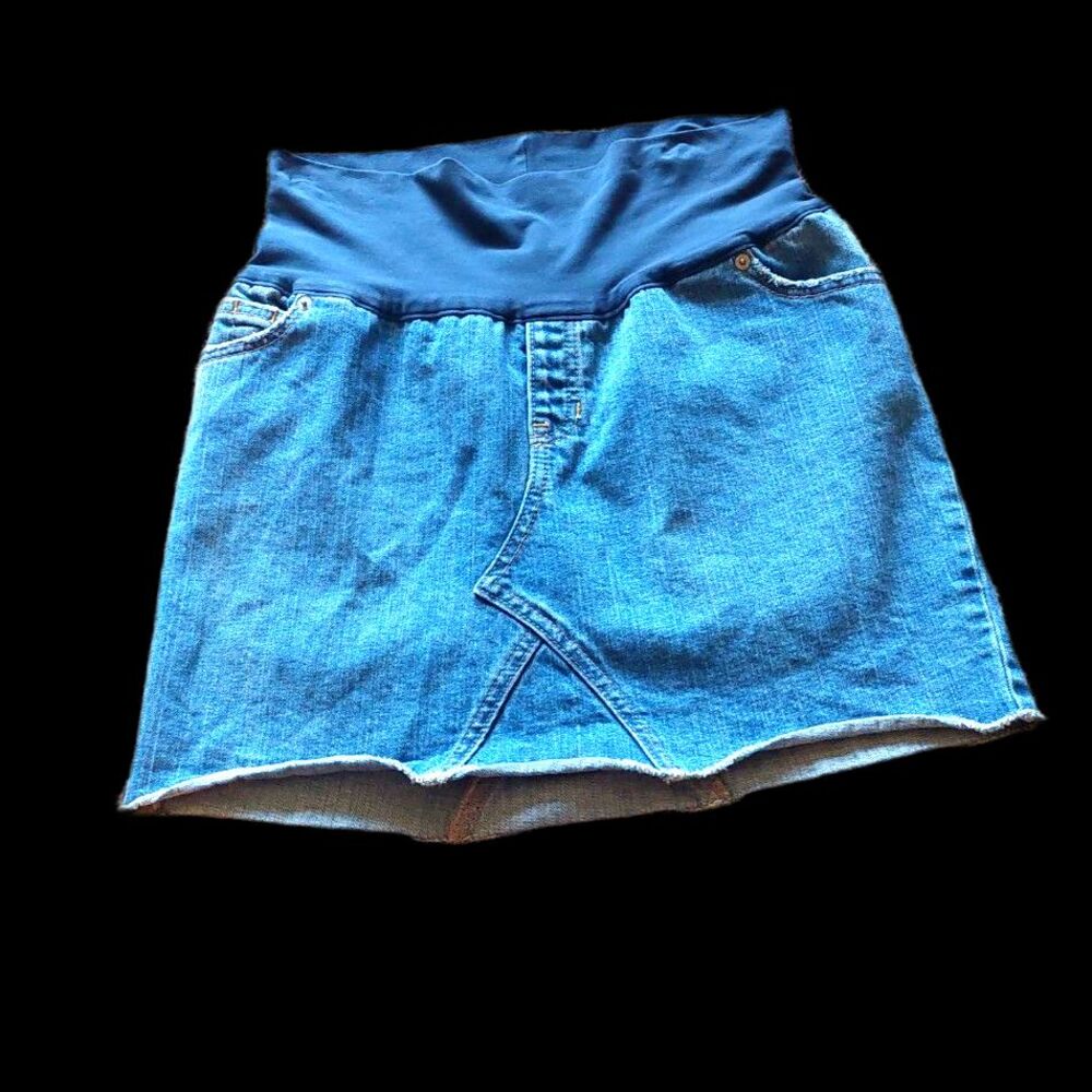 Gap Maternity Denim Mini Skirt Womens 4 Stretch Jean Raw Hem Y2K